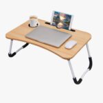 Foldable Laptop Table - Wood Color (For Bed & Sofa Use)